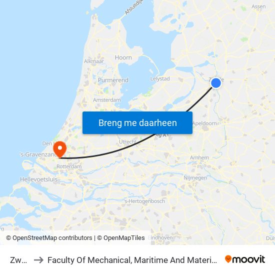 Zwolle to Faculty Of Mechanical, Maritime And Material Engineering map