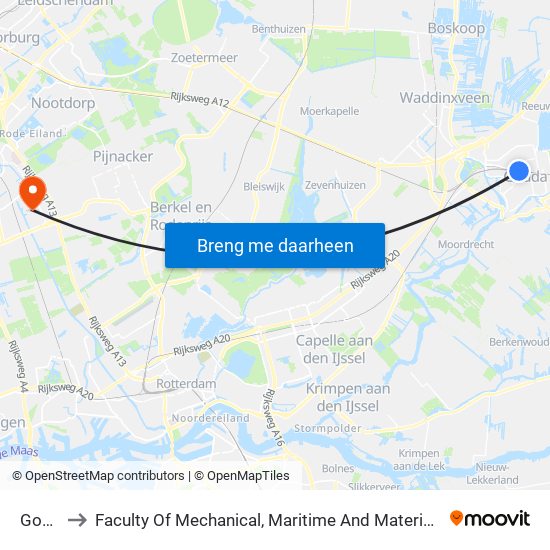 Gouda to Faculty Of Mechanical, Maritime And Material Engineering map