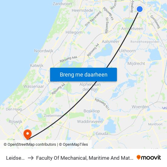 Leidseplein to Faculty Of Mechanical, Maritime And Material Engineering map