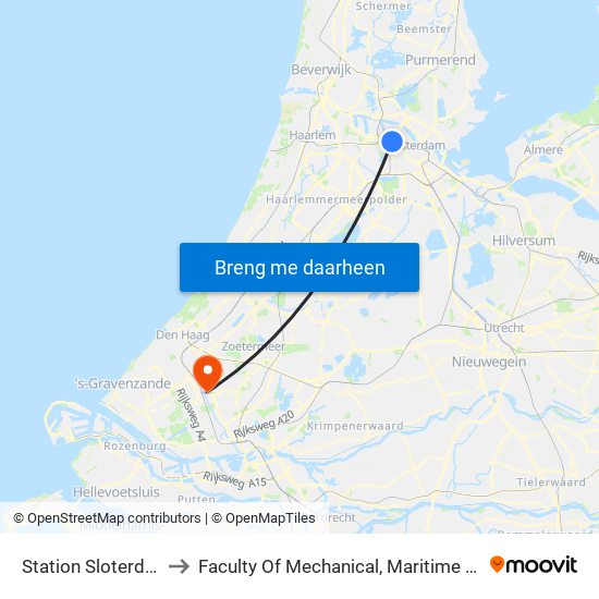 Station Sloterdijk (Perron N) to Faculty Of Mechanical, Maritime And Material Engineering map