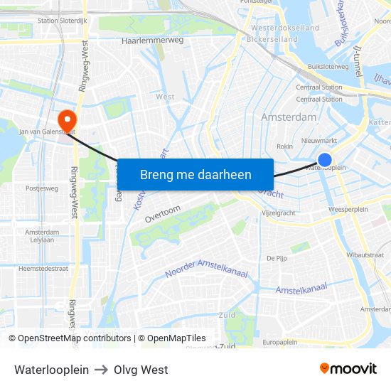 Waterlooplein to Olvg West map