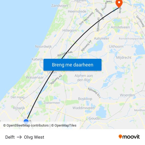 Delft to Olvg West map