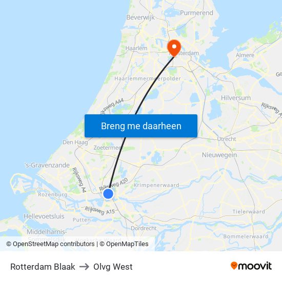 Rotterdam Blaak to Olvg West map