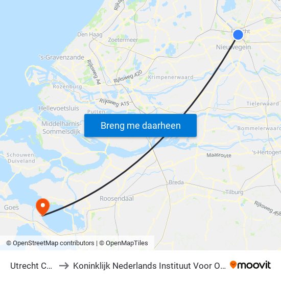Utrecht Centraal to Koninklijk Nederlands Instituut Voor Onderzoek Der Zee map