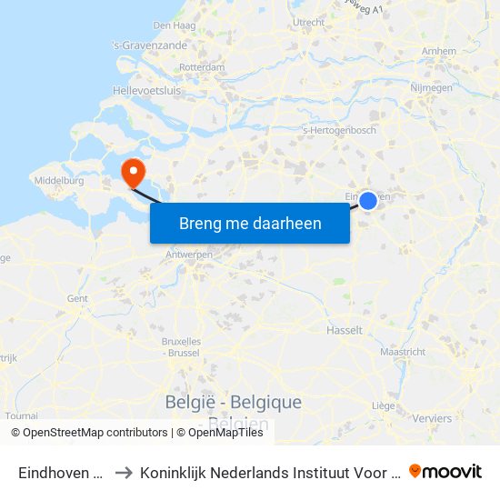 Eindhoven Centraal to Koninklijk Nederlands Instituut Voor Onderzoek Der Zee map