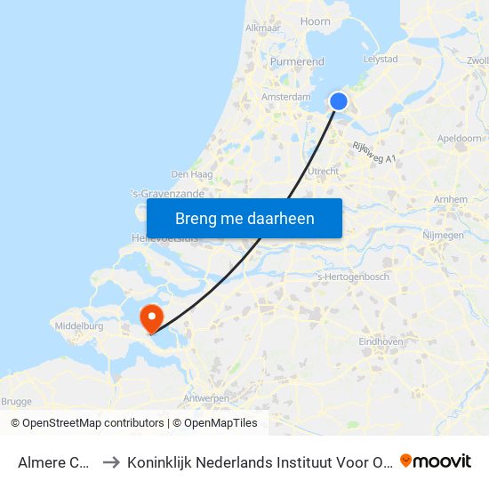 Almere Centrum to Koninklijk Nederlands Instituut Voor Onderzoek Der Zee map
