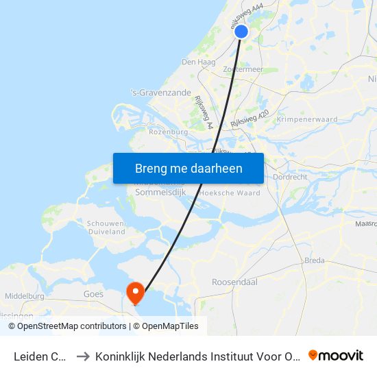 Leiden Centraal to Koninklijk Nederlands Instituut Voor Onderzoek Der Zee map