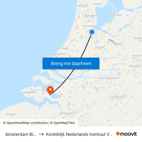 Amsterdam Bijlmer Arena to Koninklijk Nederlands Instituut Voor Onderzoek Der Zee map