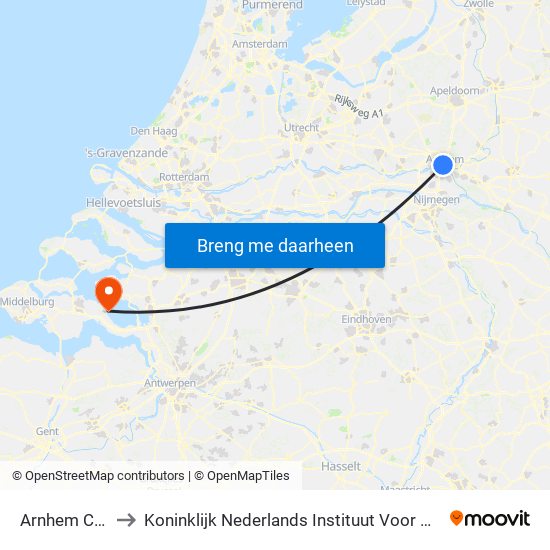 Arnhem Centraal to Koninklijk Nederlands Instituut Voor Onderzoek Der Zee map