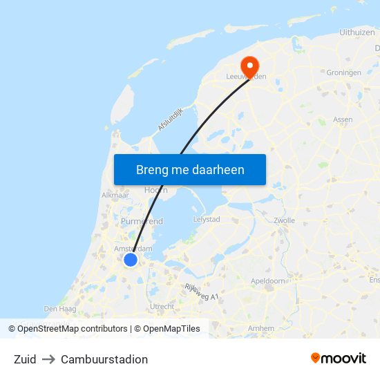 Zuid to Cambuurstadion map