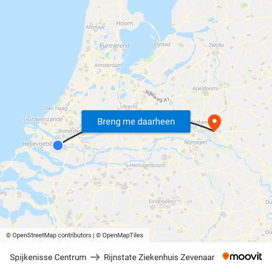 Spijkenisse Centrum to Rijnstate Ziekenhuis Zevenaar map