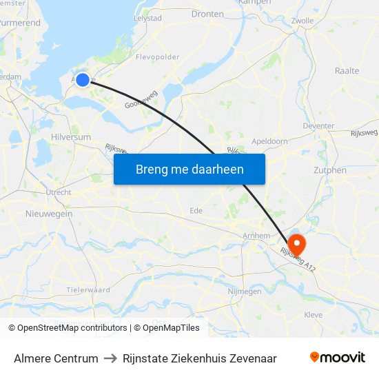 Almere Centrum to Rijnstate Ziekenhuis Zevenaar map
