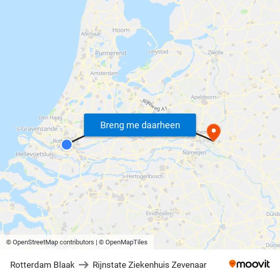 Rotterdam Blaak to Rijnstate Ziekenhuis Zevenaar map