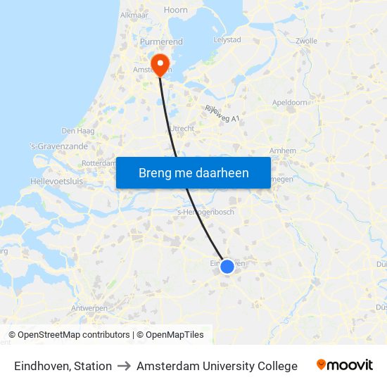 Eindhoven, Station to Amsterdam University College map