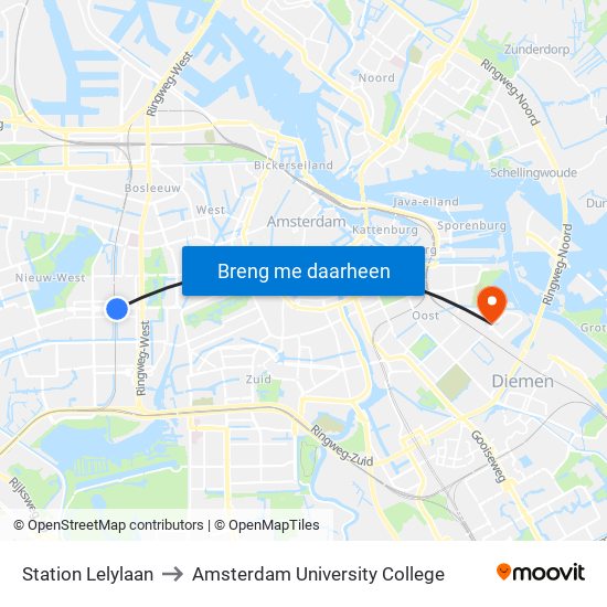 Station Lelylaan to Amsterdam University College map