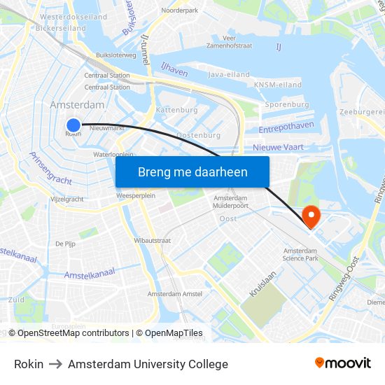 Rokin to Amsterdam University College map