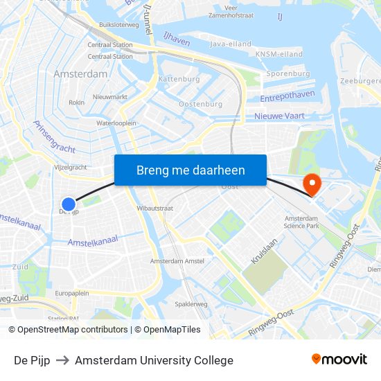 De Pijp to Amsterdam University College map