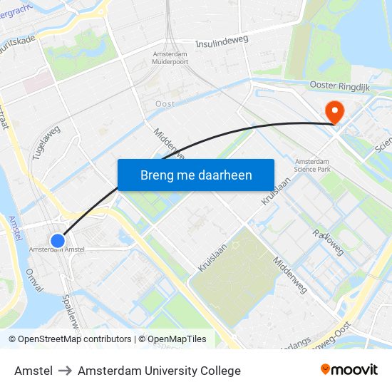 Amstel to Amsterdam University College map