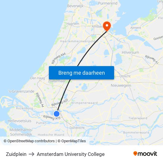 Zuidplein to Amsterdam University College map