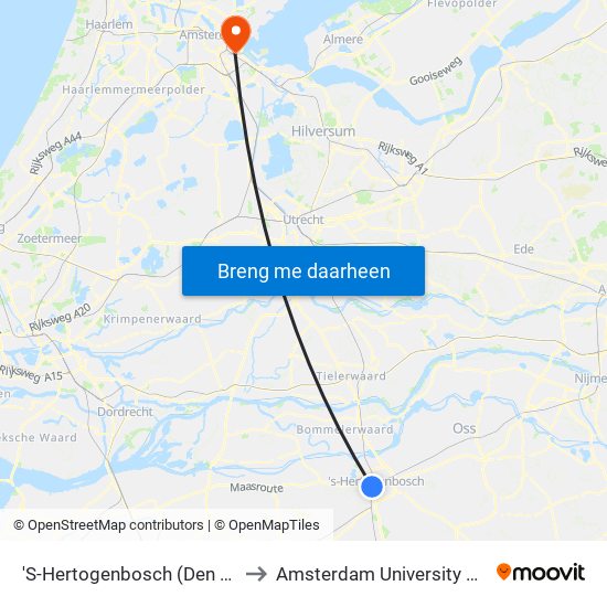 'S-Hertogenbosch (Den Bosch) to Amsterdam University College map