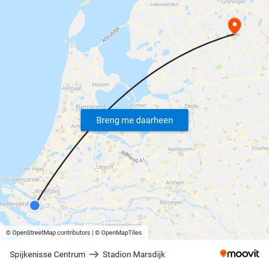 Spijkenisse Centrum to Stadion Marsdijk map