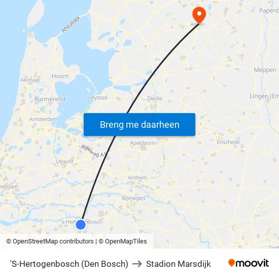 'S-Hertogenbosch (Den Bosch) to Stadion Marsdijk map