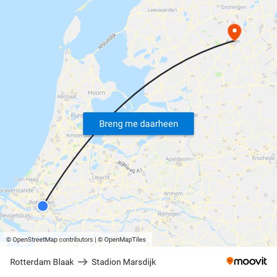 Rotterdam Blaak to Stadion Marsdijk map