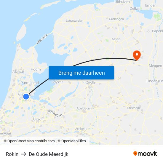 Rokin to De Oude Meerdijk map