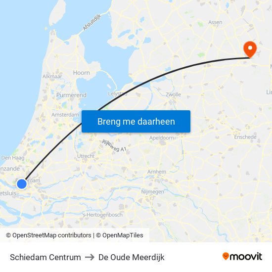 Schiedam Centrum to De Oude Meerdijk map