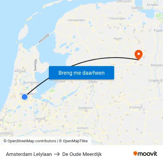 Amsterdam Lelylaan to De Oude Meerdijk map