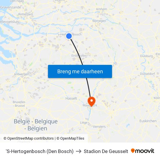'S-Hertogenbosch (Den Bosch) to Stadion De Geusselt map