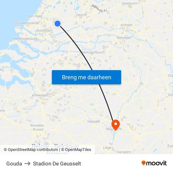 Gouda to Stadion De Geusselt map