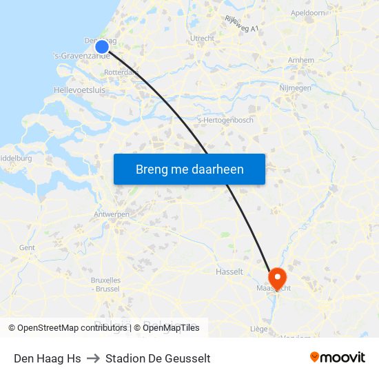 Den Haag Hs to Stadion De Geusselt map