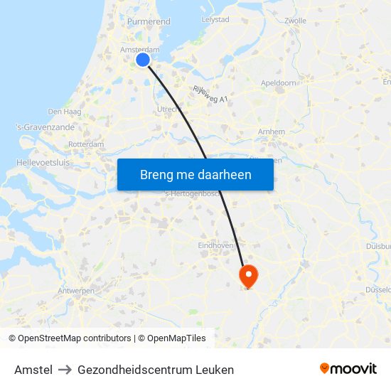 Amstel to Gezondheidscentrum Leuken map