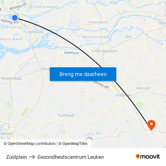 Zuidplein to Gezondheidscentrum Leuken map