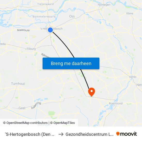 'S-Hertogenbosch (Den Bosch) to Gezondheidscentrum Leuken map