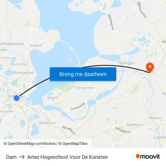 Dam to Artez Hogeschool Voor De Kunsten map