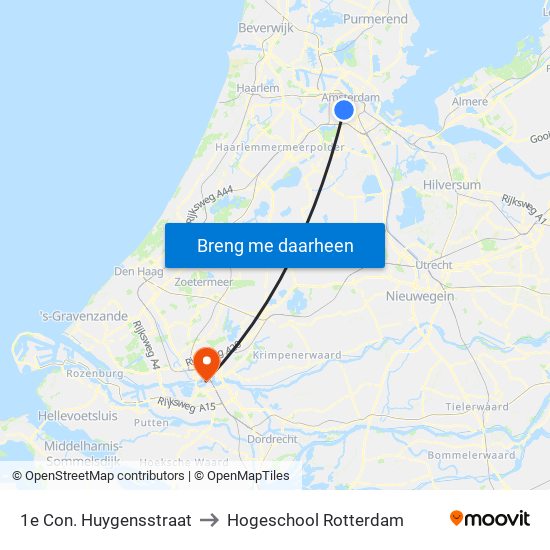 1e Con. Huygensstraat to Hogeschool Rotterdam map