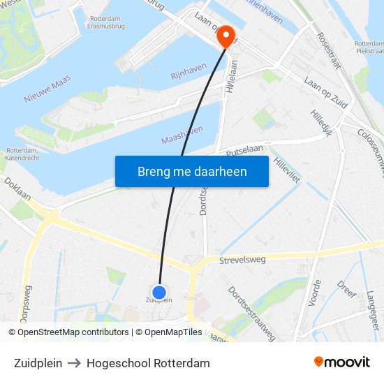 Zuidplein to Hogeschool Rotterdam map