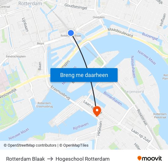 Rotterdam Blaak to Hogeschool Rotterdam map