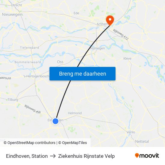 Eindhoven, Station to Ziekenhuis Rijnstate Velp map