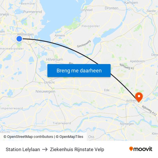 Station Lelylaan to Ziekenhuis Rijnstate Velp map