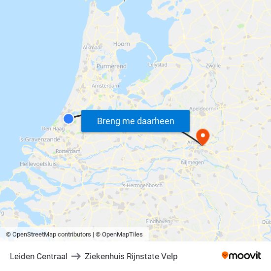 Leiden Centraal to Ziekenhuis Rijnstate Velp map