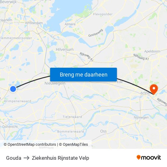 Gouda to Ziekenhuis Rijnstate Velp map