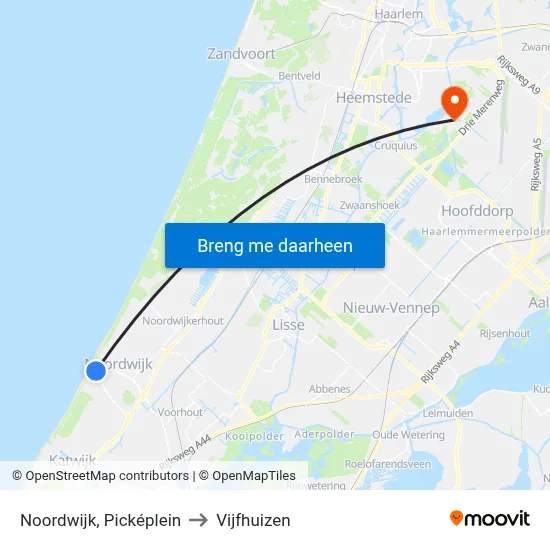 Noordwijk, Picképlein to Vijfhuizen map