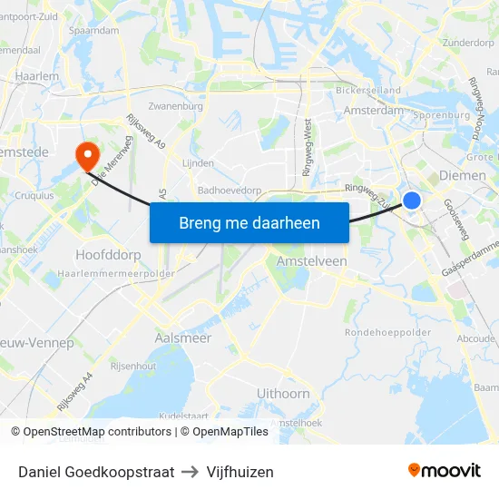 Daniel Goedkoopstraat to Vijfhuizen map