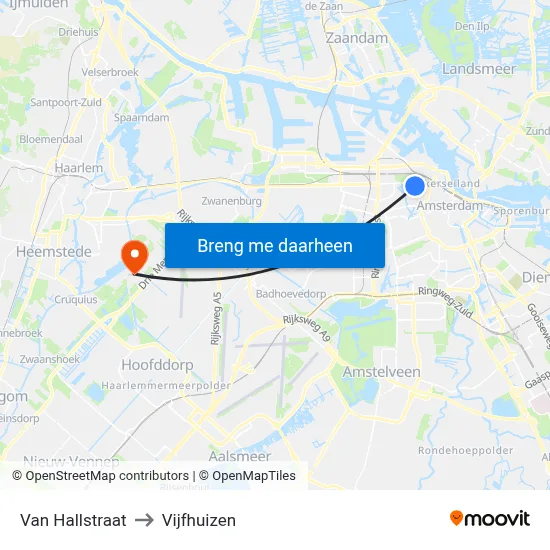 Van Hallstraat to Vijfhuizen map