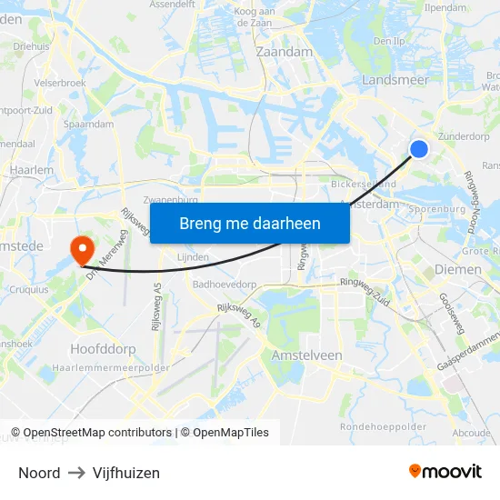Noord to Vijfhuizen map