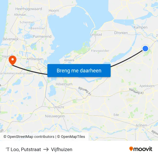 'T Loo, Putstraat to Vijfhuizen map