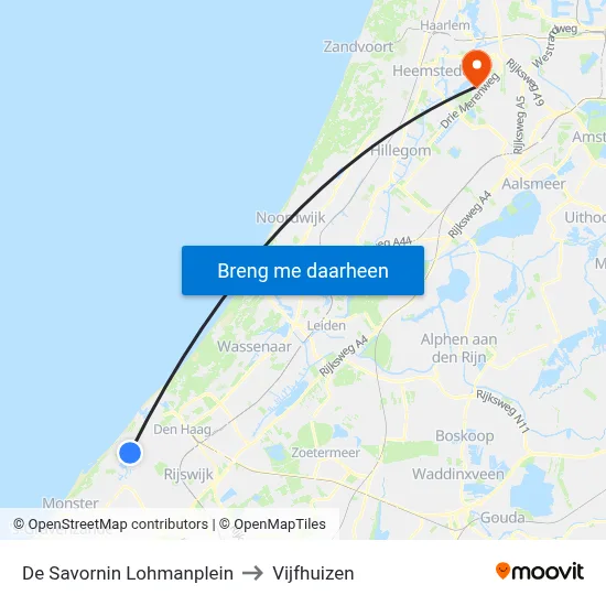 De Savornin Lohmanplein to Vijfhuizen map